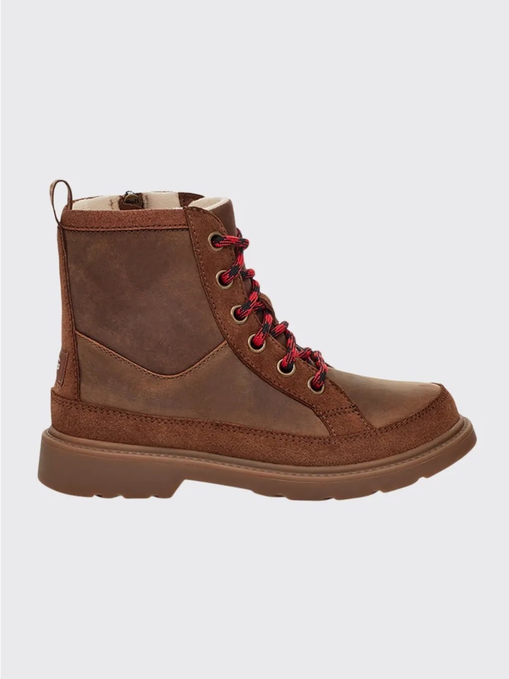 UGG Kids Brown Lace-Up Boot with Red Accent Laces